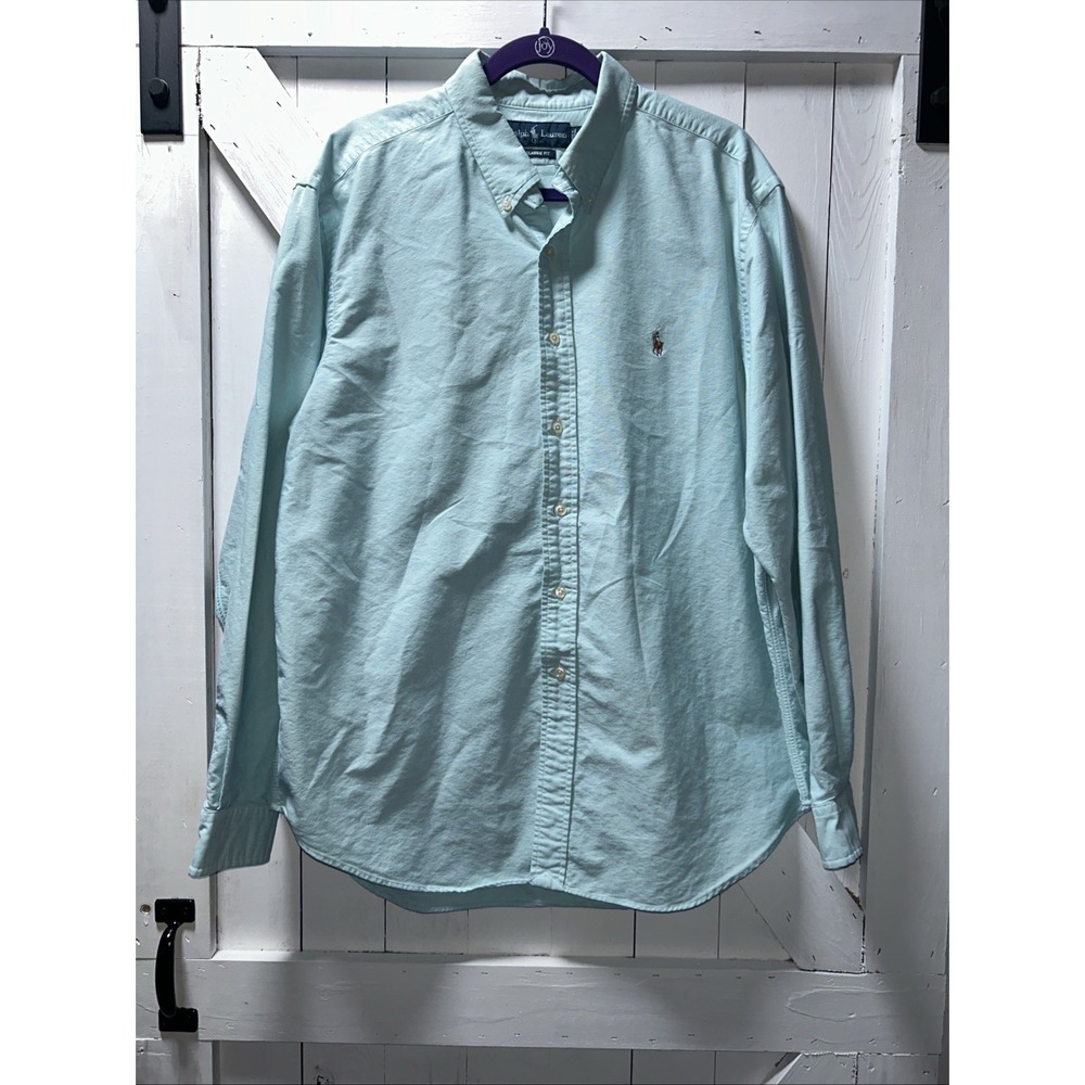 Polo Ralph Lauren Mens Dress Shirt Size 18 36/37 Aqua Classic Fit Button Down